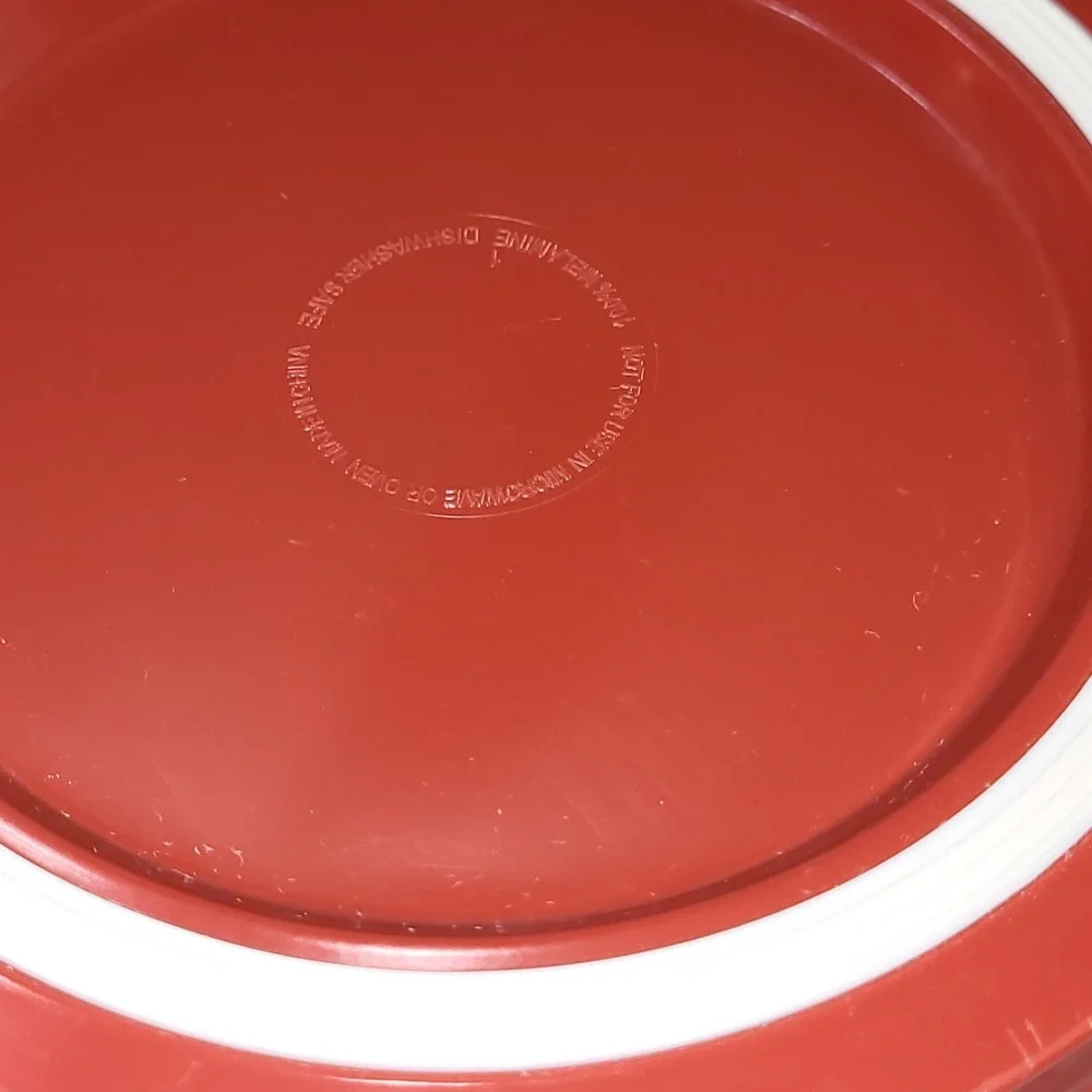 Melamine Mixing Bowl Set Purple Burnt Orange Fluted Ribbed with Lids 2pc